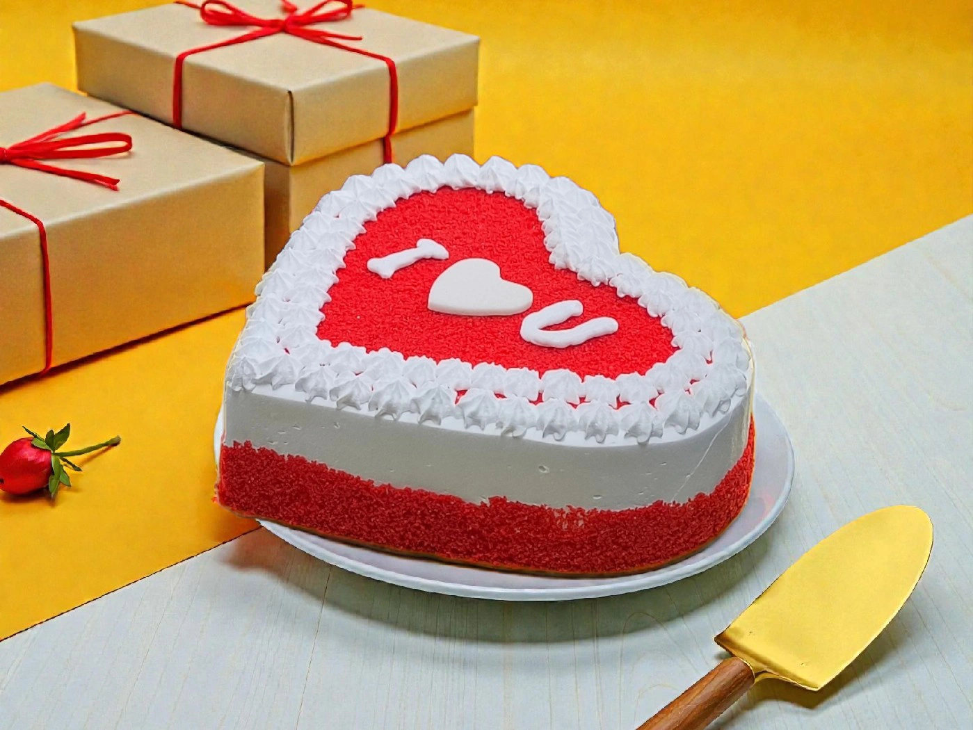 Redvelvet Heart Cake Red Velvet Eggless Heart Shape Cake - Image 1